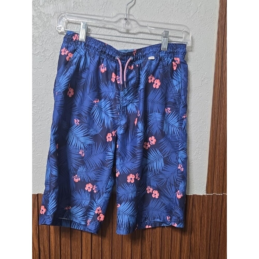 Cat & Jack Navy Blue Shorts with Pink Floral Print Xlarge Kids